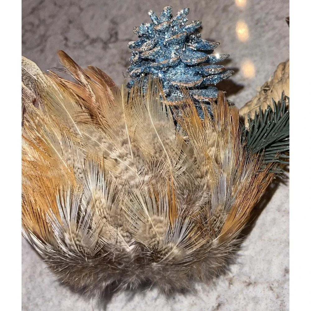 Ring Neck Pheasant Feathers Tails Pelt Down Heart Wreath Taxidermy 15